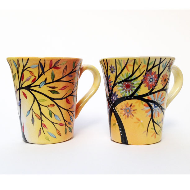 Autumn leaves ceramic mugs