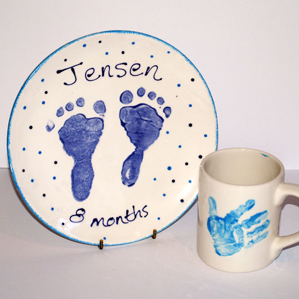 Baby footprint ceramic set