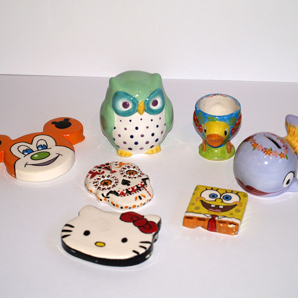 Collection of cartoon character ceramics