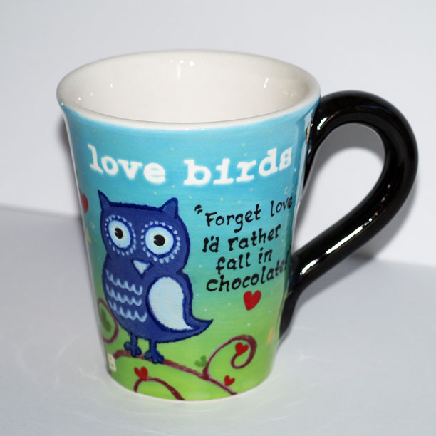 Owl love birds chocolate mug