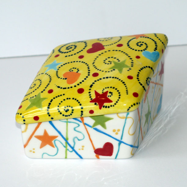Colorful ceramic trinket box