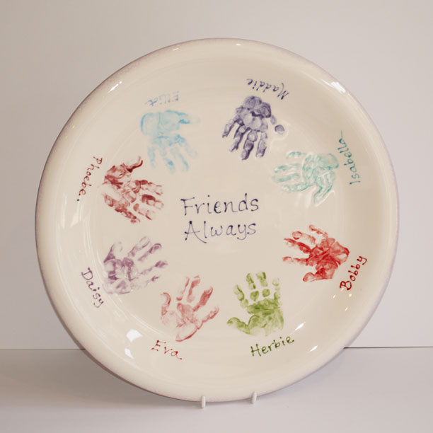 Friends handprints ceramic plate