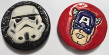Painted Stormtrooper and Captain America coasters