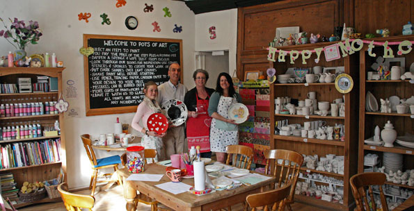 St Albans studio interior with welcome sign